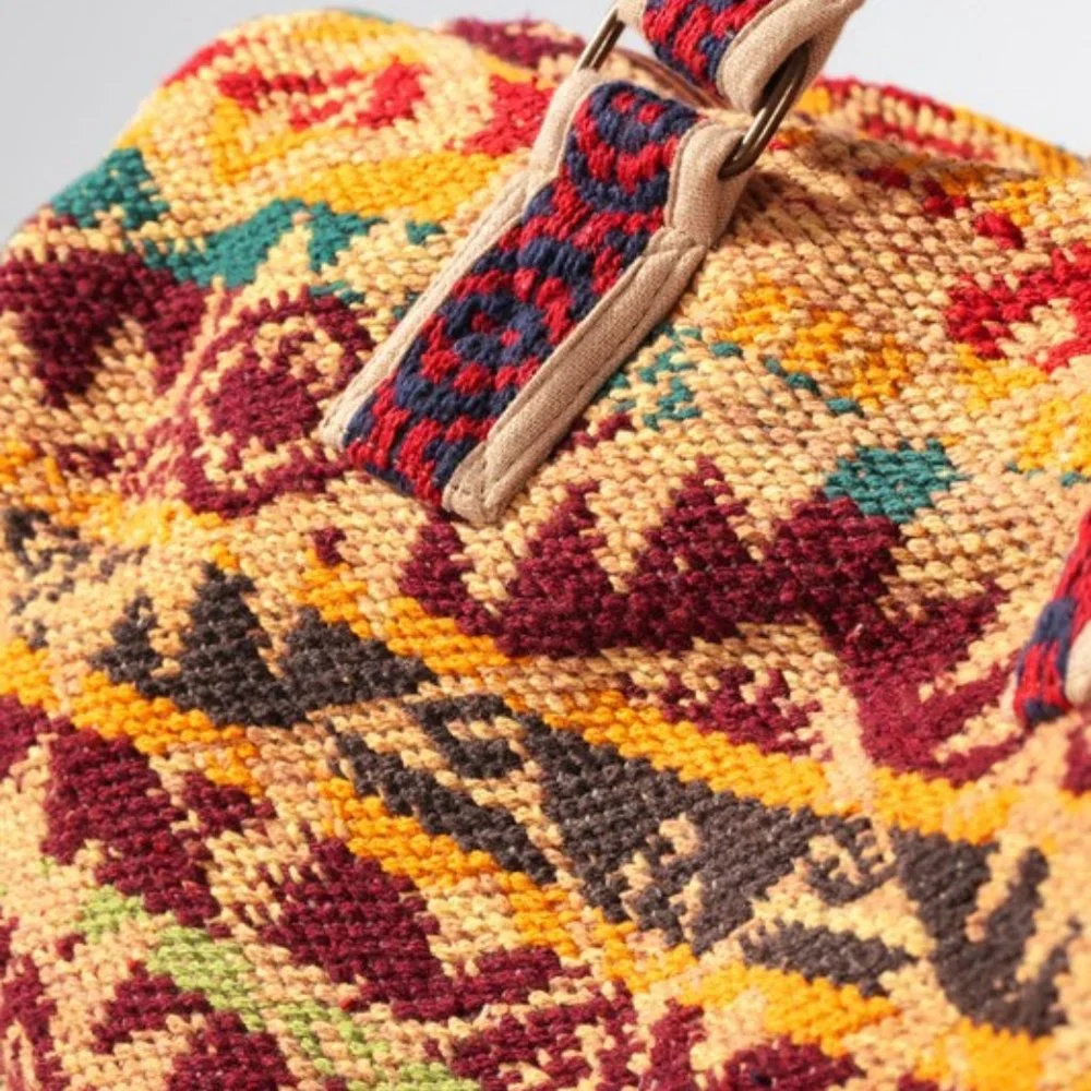Boho Travel Bag - Ethnic Navajo Design - Handwoven from Fully Fine Cotton - Picture 10 of 11